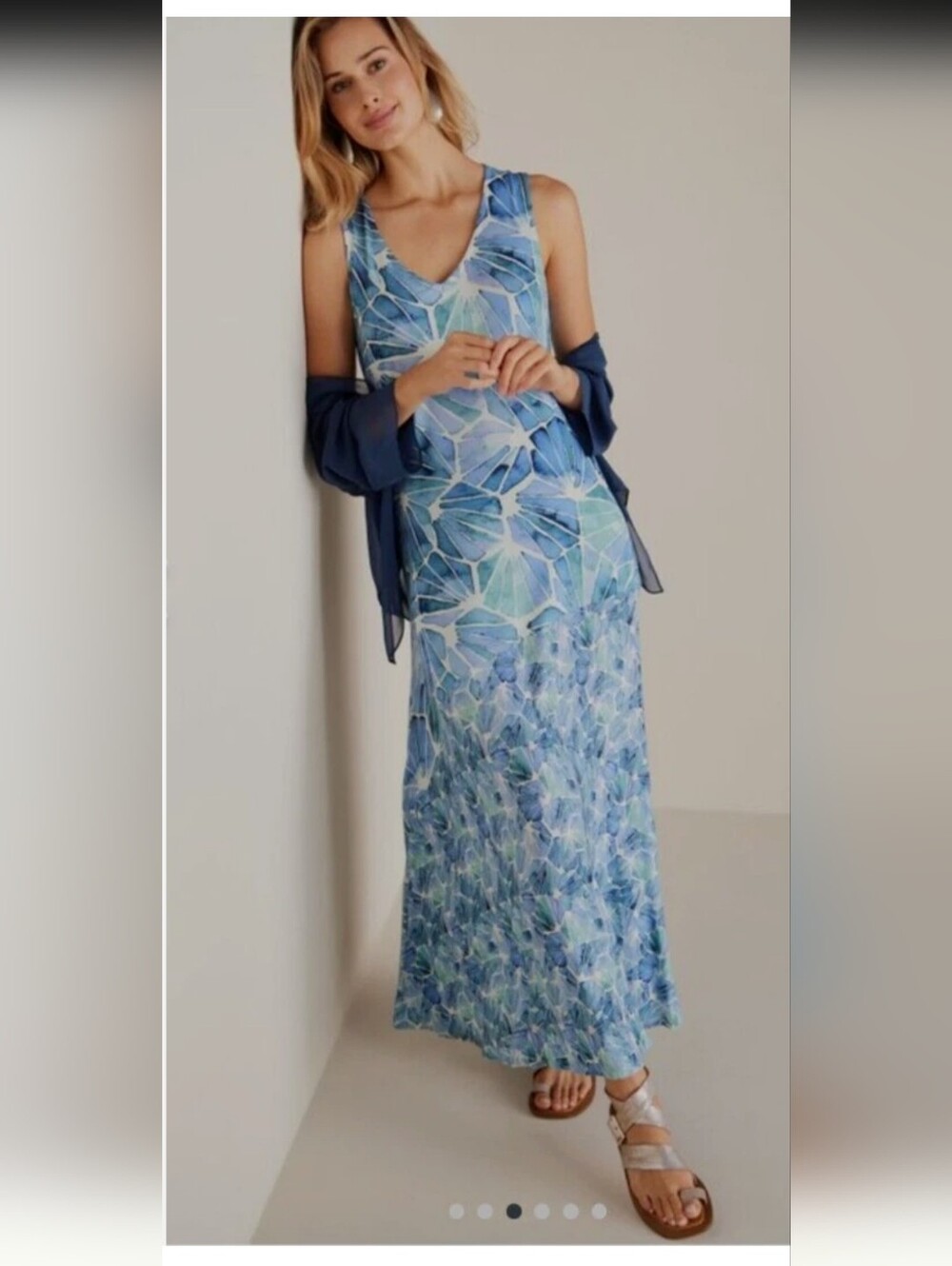 Soft Surroundings Castel Light Blue Viscose Blend Maxi Dress - Picture 15 of 16